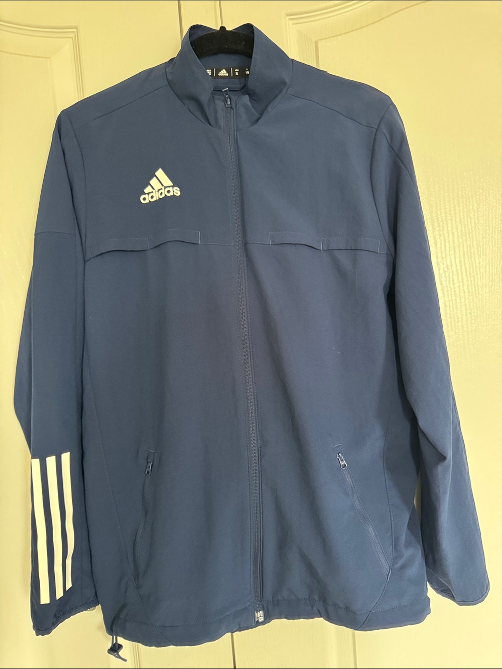 adidas Boy’s XL Blue Windbreaker Jacket with White Stripes